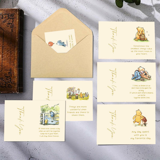 HOTIMO Winnie the Pooh Thank You Cards Baby Shower Birthday 16 Cards Beige