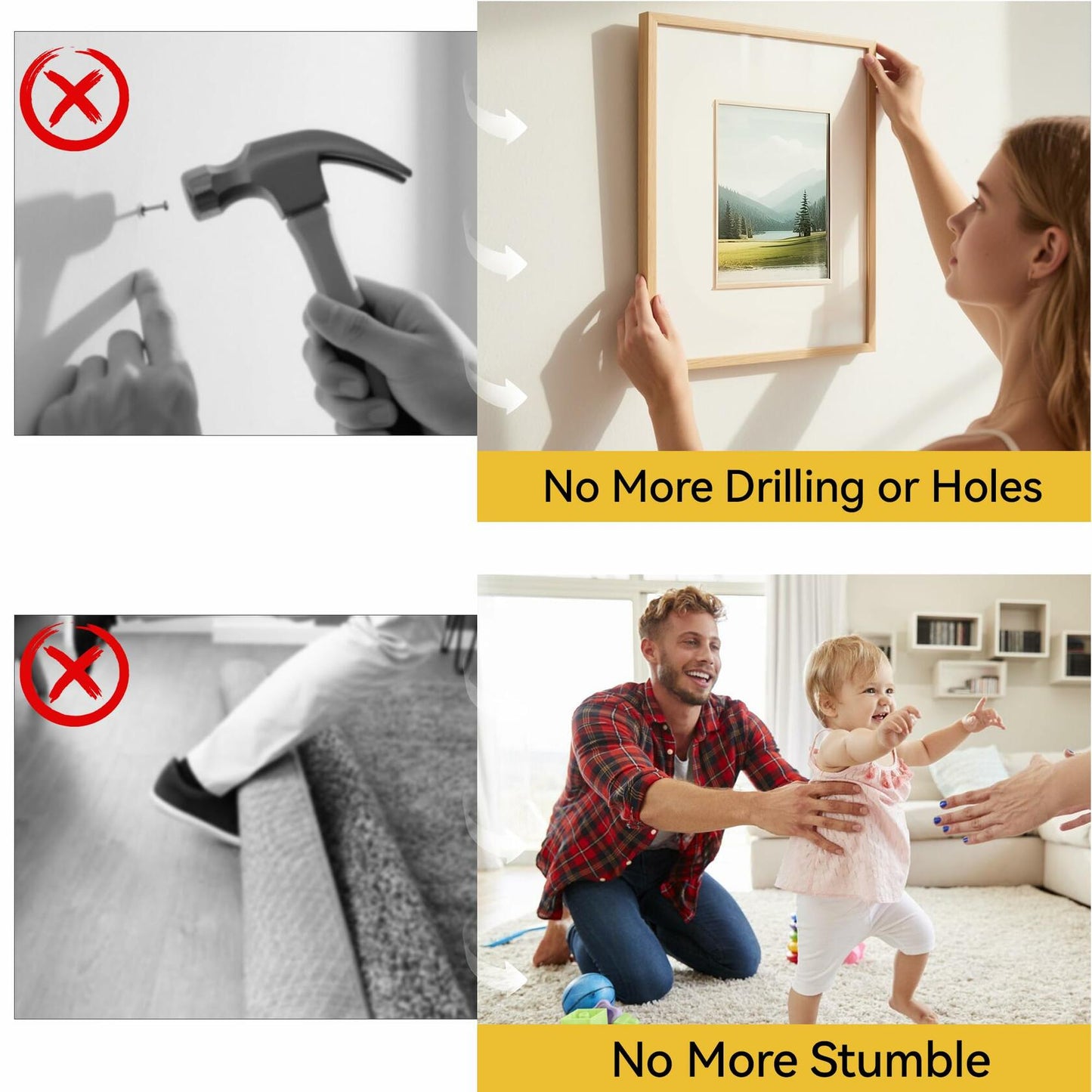 LRDUBI Heavy Duty Double Sided Tape 1.18" x 197" Clear Removable Adhesive