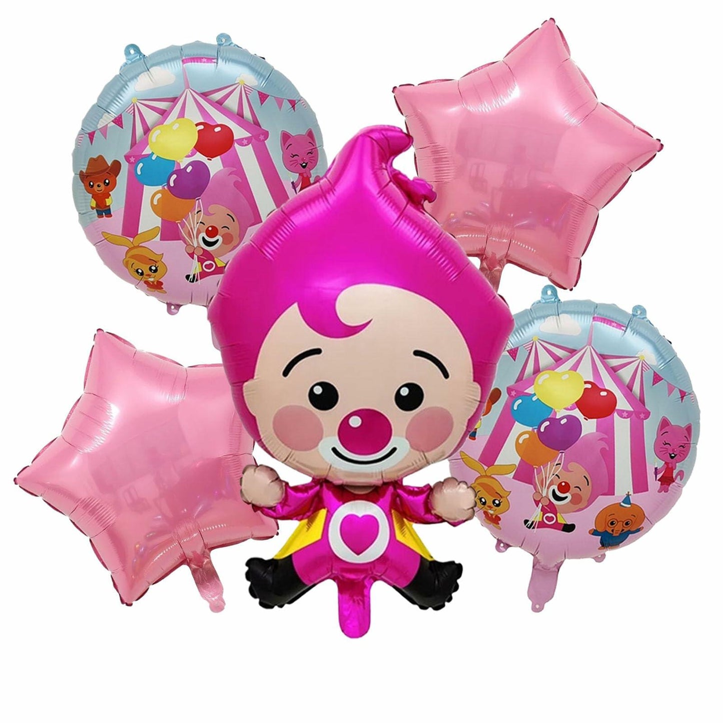 PTLIHU Plim Plim Clown Foil Balloons 5PCS Pink Birthday Party Decor