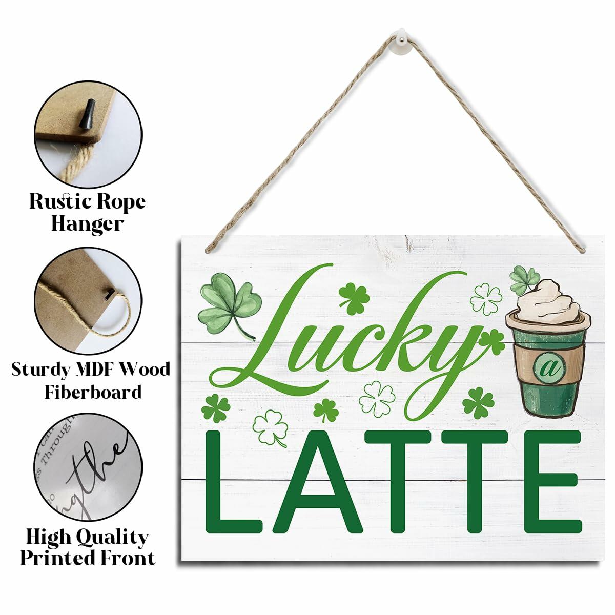 XQLSR St Patricks Day Coffee Wood Sign Irish Rustic Porch Decor