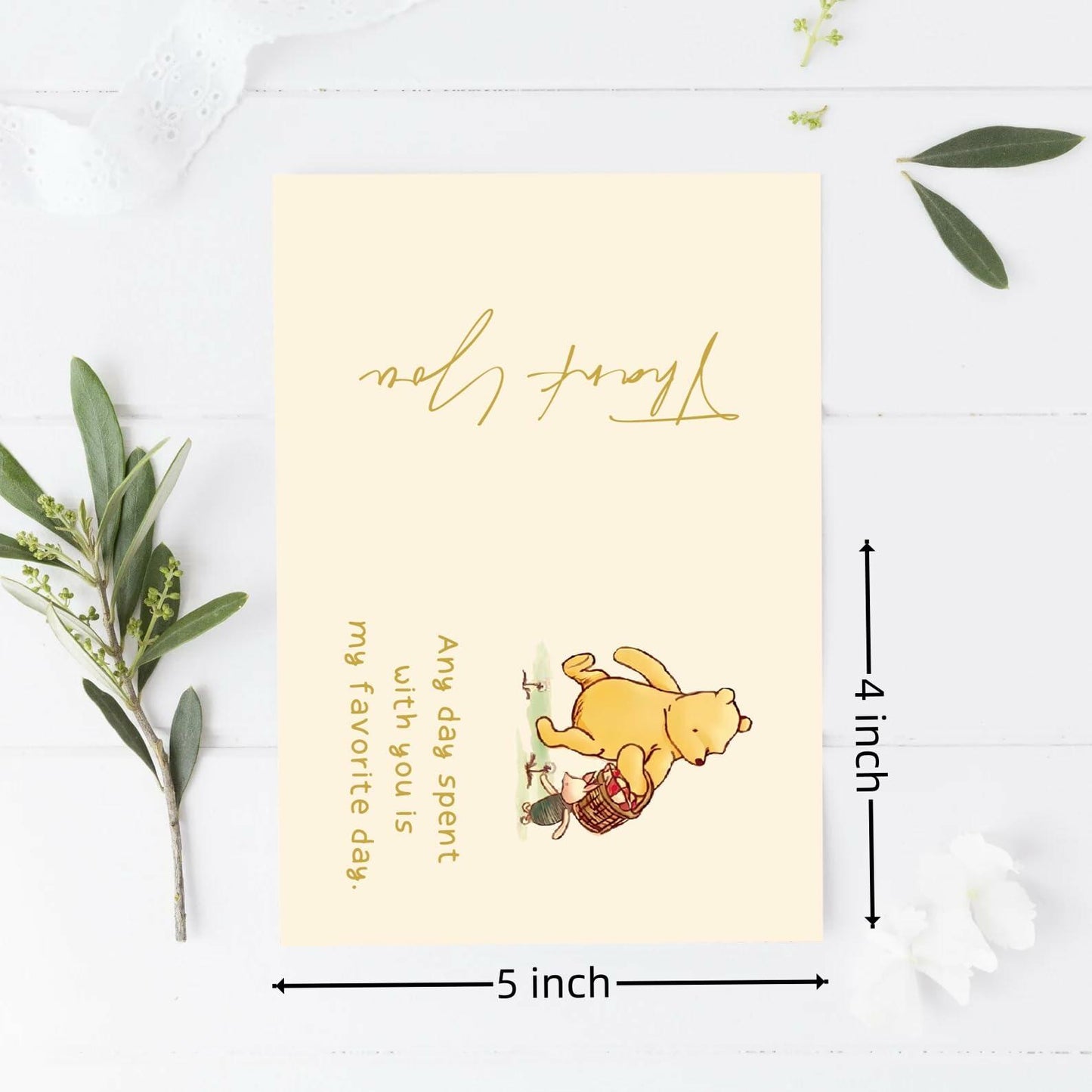 HOTIMO Winnie the Pooh Thank You Cards Baby Shower Birthday 16 Cards Beige