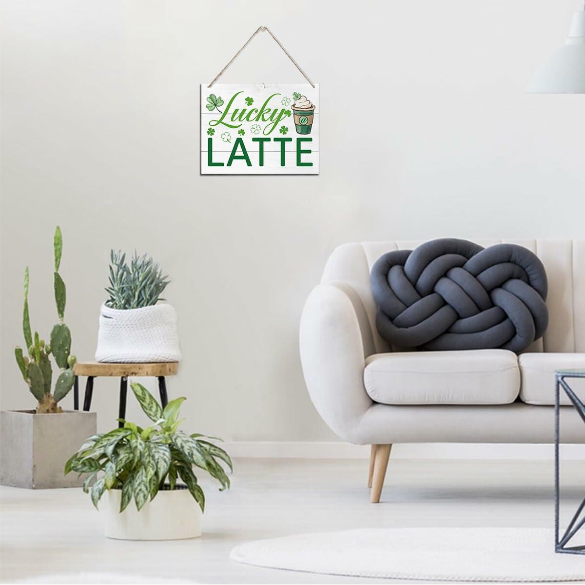 XQLSR St Patricks Day Coffee Wood Sign Irish Rustic Porch Decor