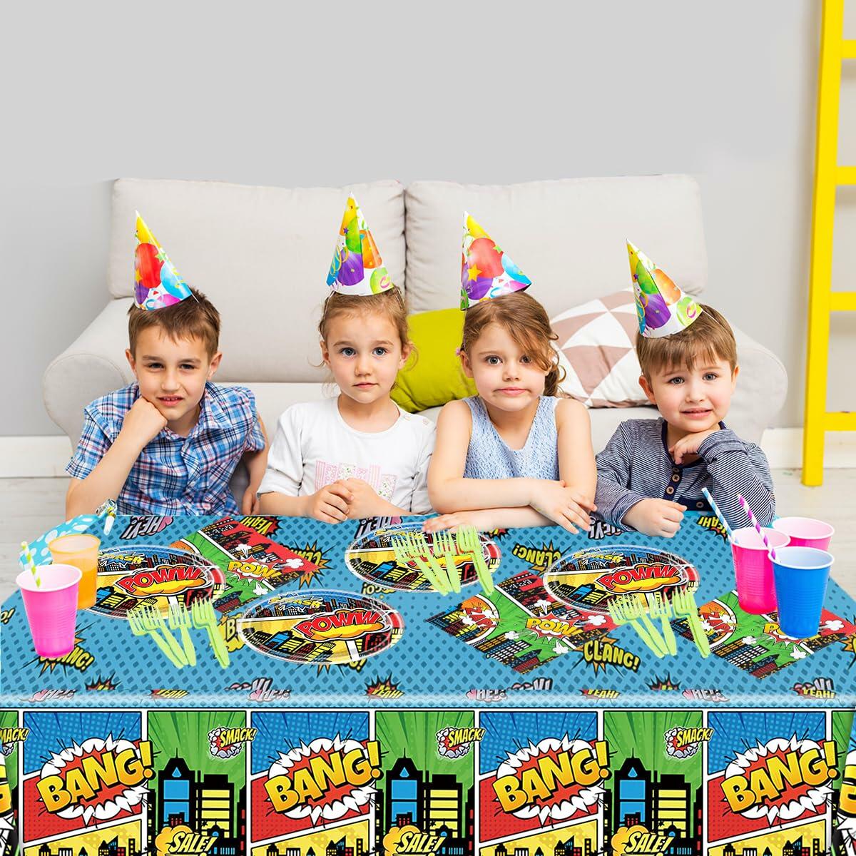 Generic 41pcs Blue Superheroes Birthday Party Tableware Plates Napkins Cloth