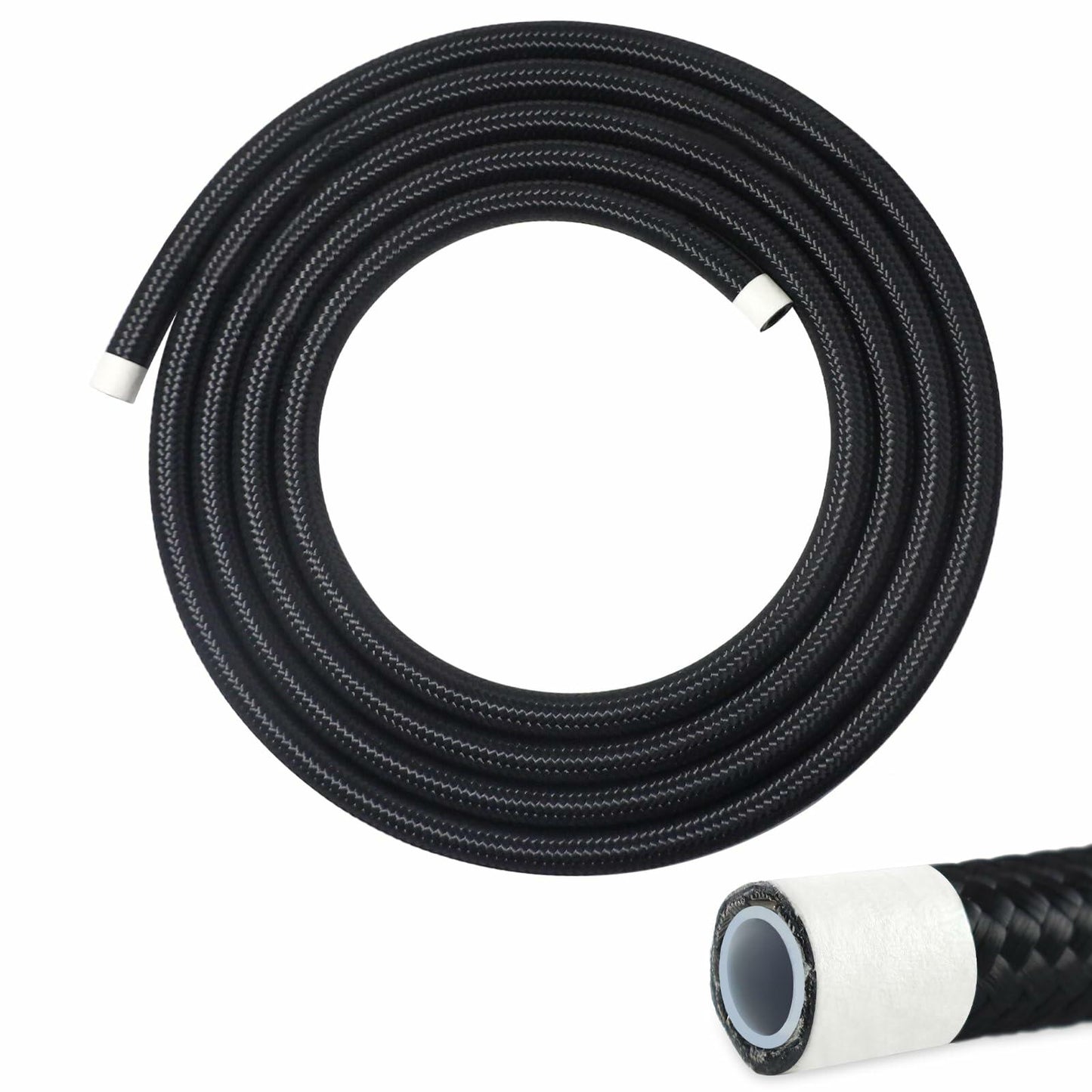VWTNI 6AN PTFE Nylon Braided Fuel Line Hose 5FT E85 Compatible
