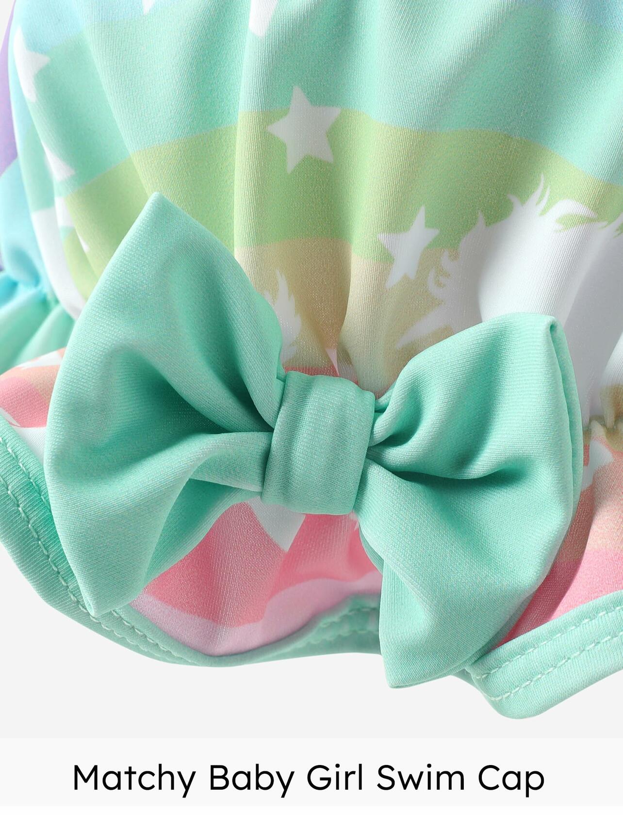 PATPAT Baby Girl Unicorn Ruffle One Piece Swimsuit Aqua Green Size 3-6M