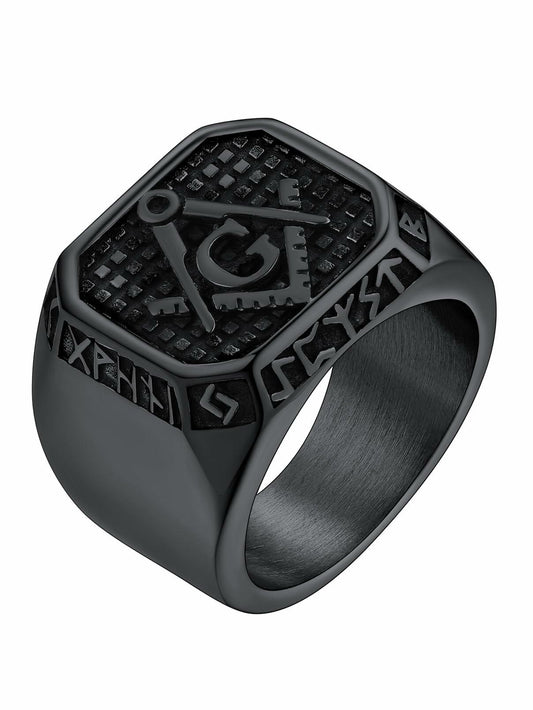 FaithHeart Men's Biker Ring Norse Runes Jewelry Gift for Boyfriend Size 11
