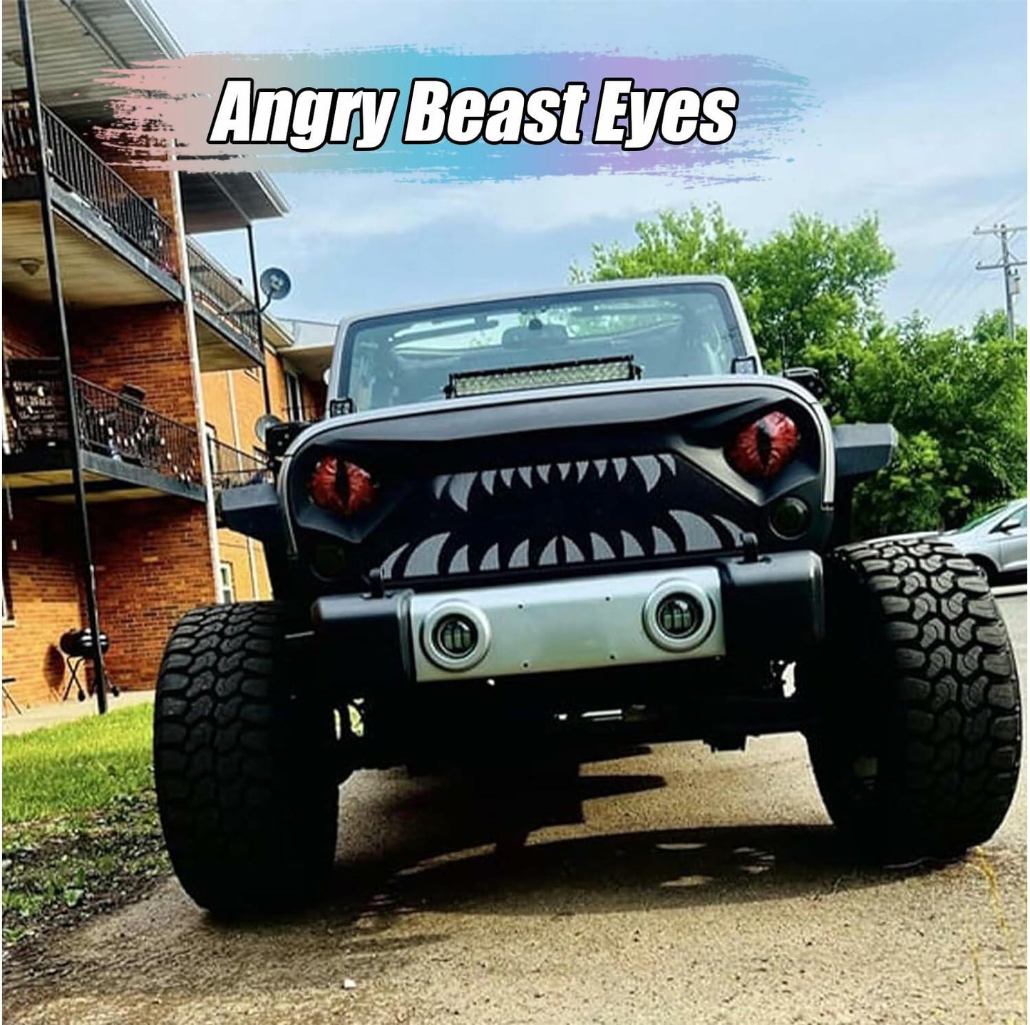 Generic Beast Eyes Headlight Decals 3D Stereo Round Red