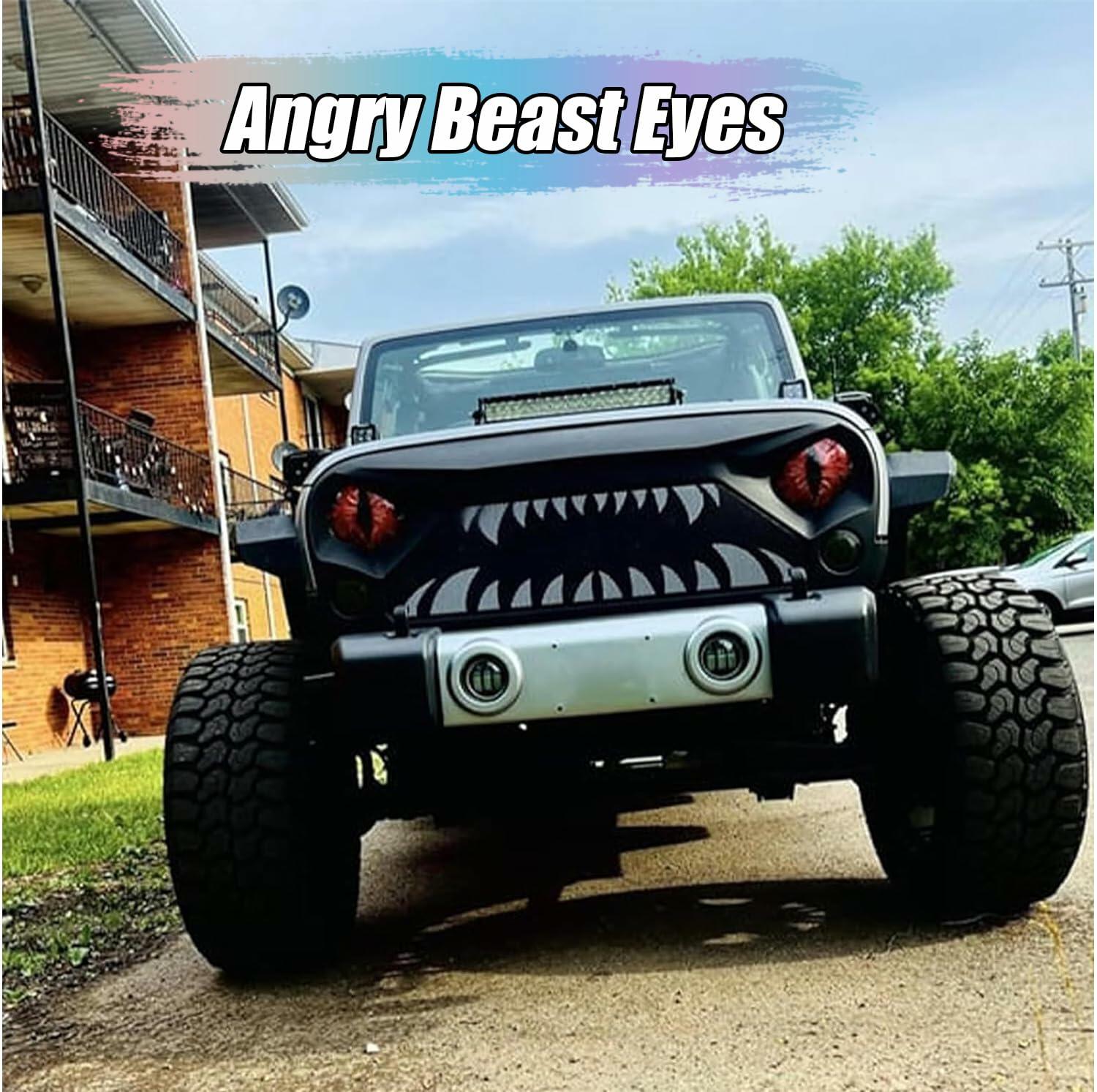 Generic Beast Eyes Headlight Decals 3D Stereo Round Red