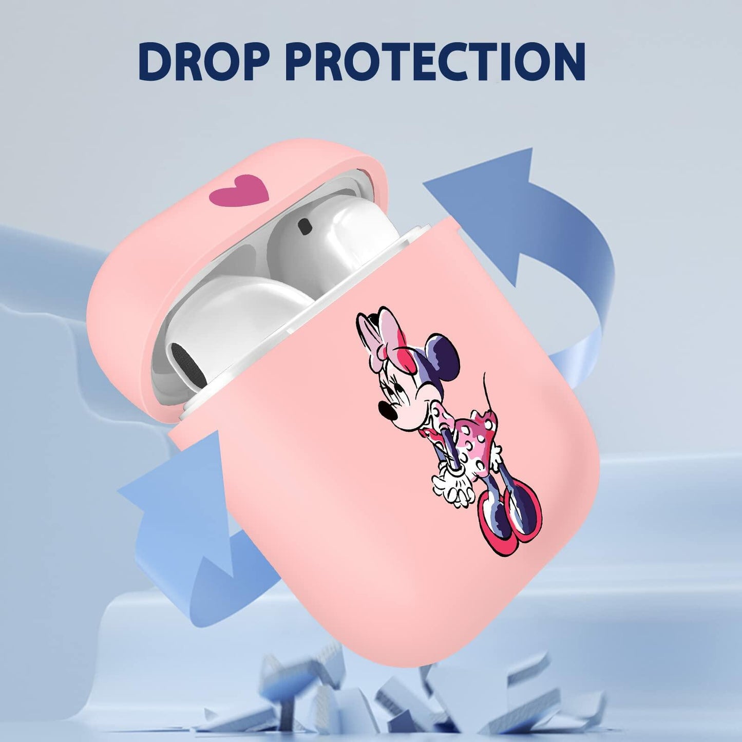 Jowhep Airpod Case 1st & 2nd Gen Pink Cute Cartoon TPU Keychain Shy Mini