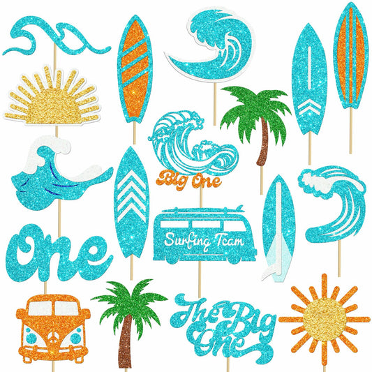C L cooper life 18pcs Blue Glitter Surfing Centerpiece Sticks Foil Decor