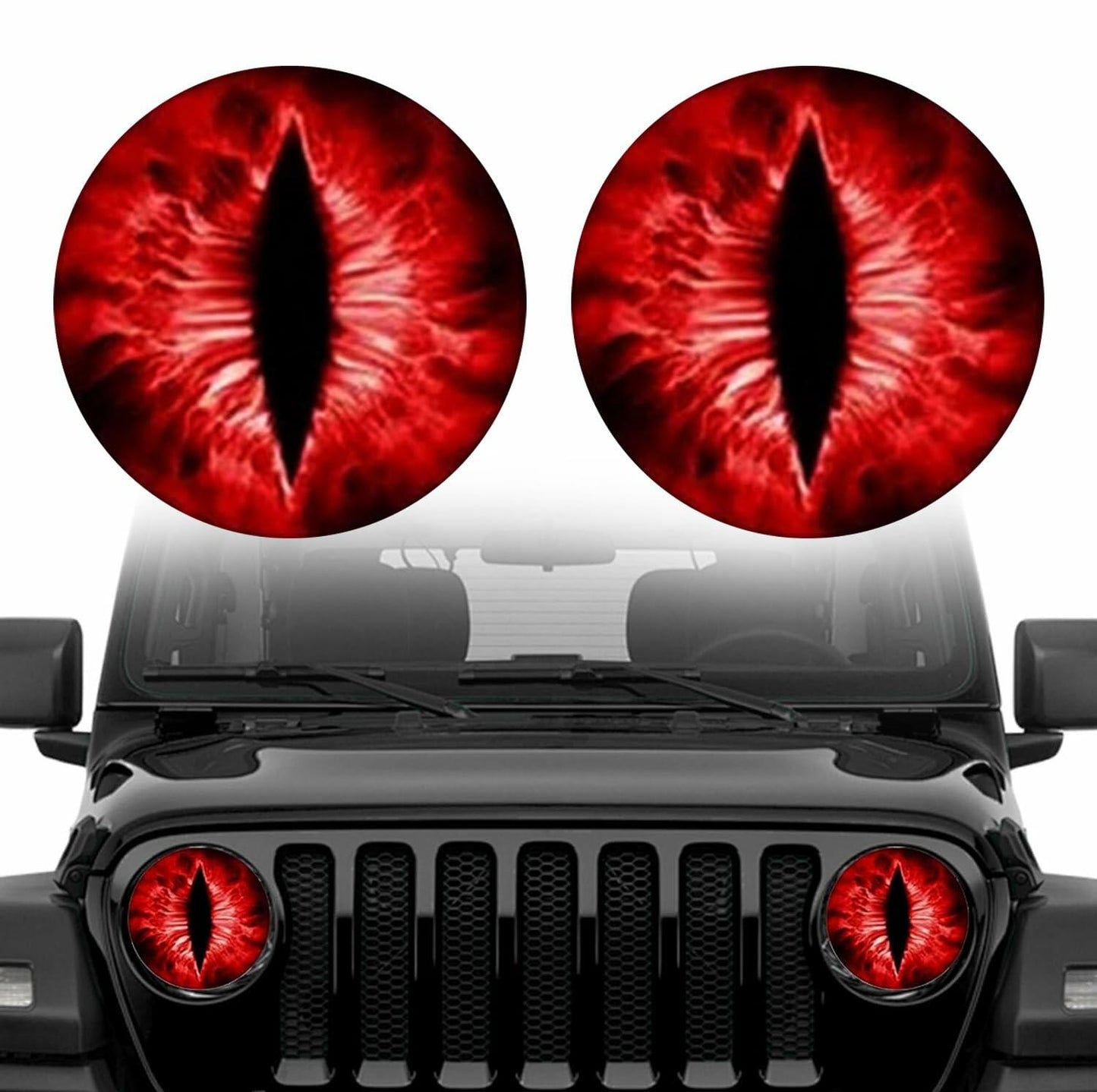 Generic Beast Eyes Headlight Decals 3D Stereo Round Red