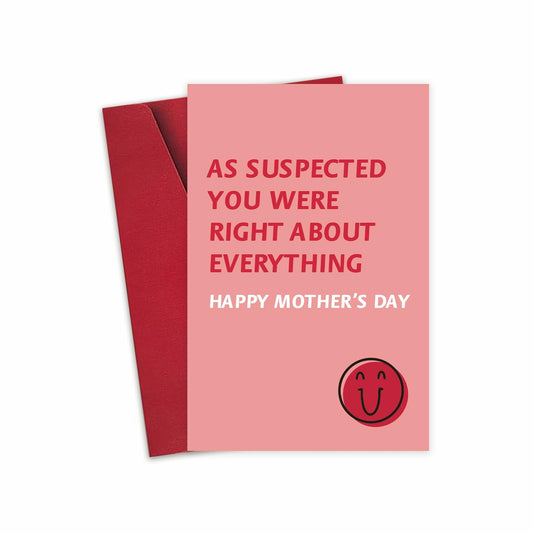 Detuca Humor Mother's Day Card for Mom Funny As Suspected 1 Count DTK-74