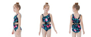 PATPAT Girls Tropical One Piece Swimsuit Bluegreen Size 11-12 Years