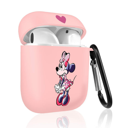 Jowhep Airpod Case 1st & 2nd Gen Pink Cute Cartoon TPU Keychain Shy Mini