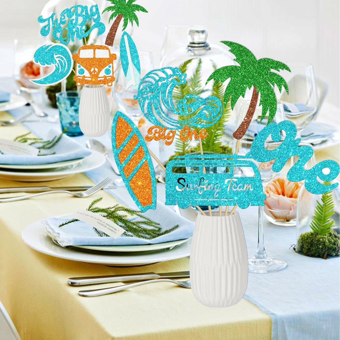 C L cooper life 18pcs Blue Glitter Surfing Centerpiece Sticks Foil Decor