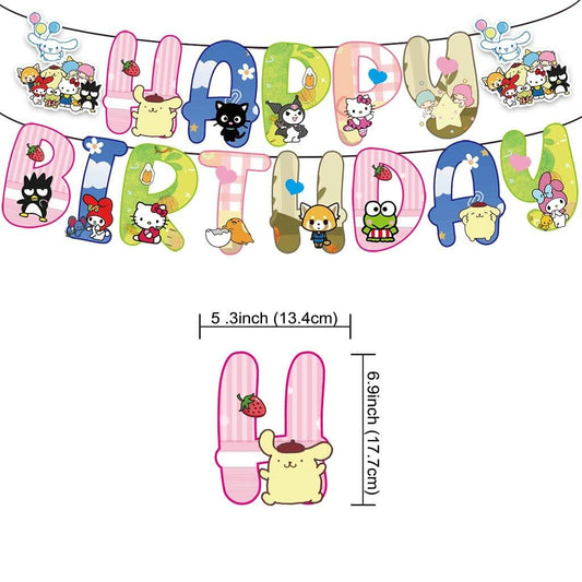CcHLjh Kawaii Cat Birthday Party Supplies Banner & 8 Orange Hanging Swirls