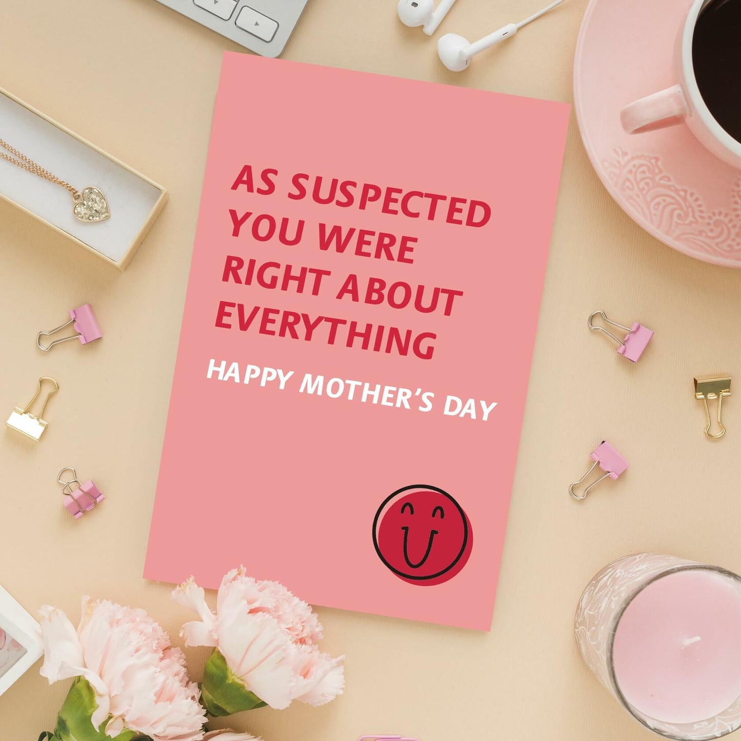 Detuca Humor Mother's Day Card for Mom Funny As Suspected 1 Count DTK-74