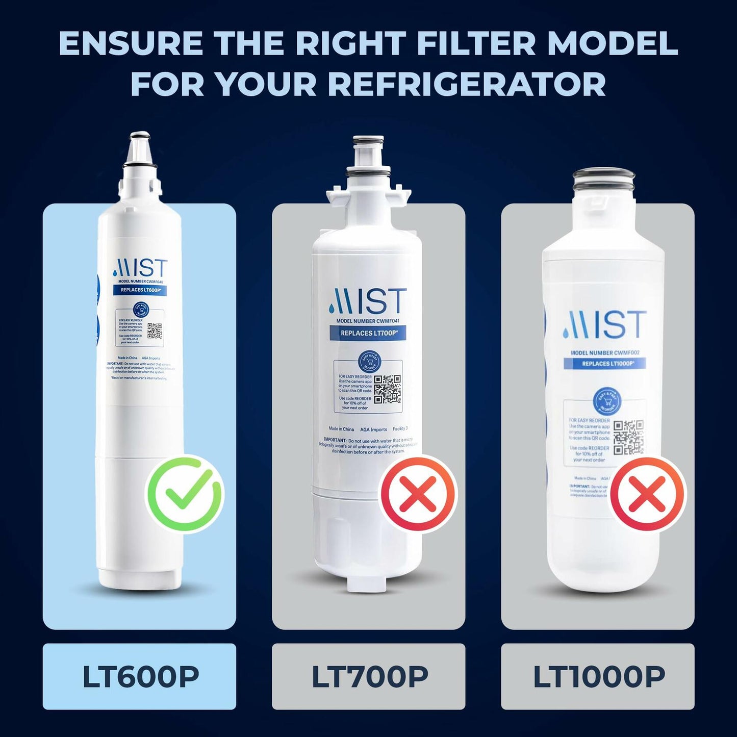 [Like New] Mist Refrigerator Water Filter Replacement LG LT600P 5231JA2006A White 1 Pack