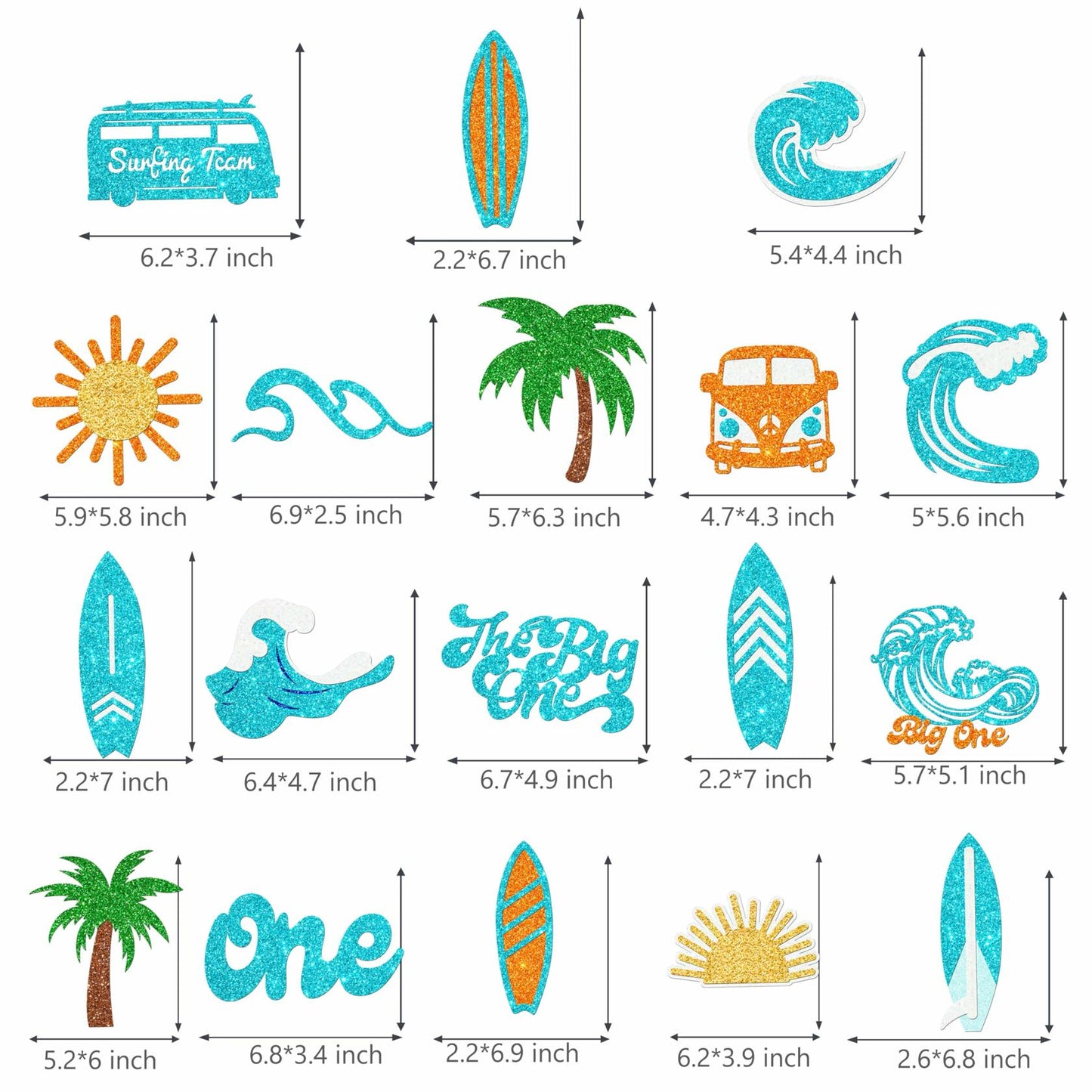 C L cooper life 18pcs Blue Glitter Surfing Centerpiece Sticks Foil Decor
