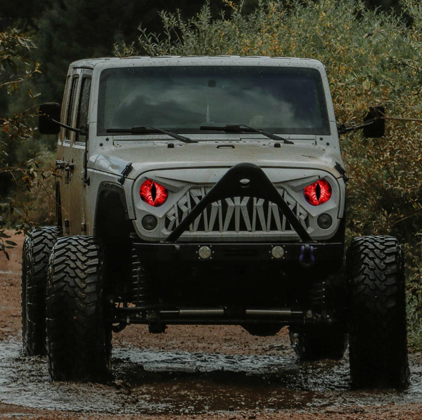 Generic Beast Eyes Headlight Decals 3D Stereo Round Red