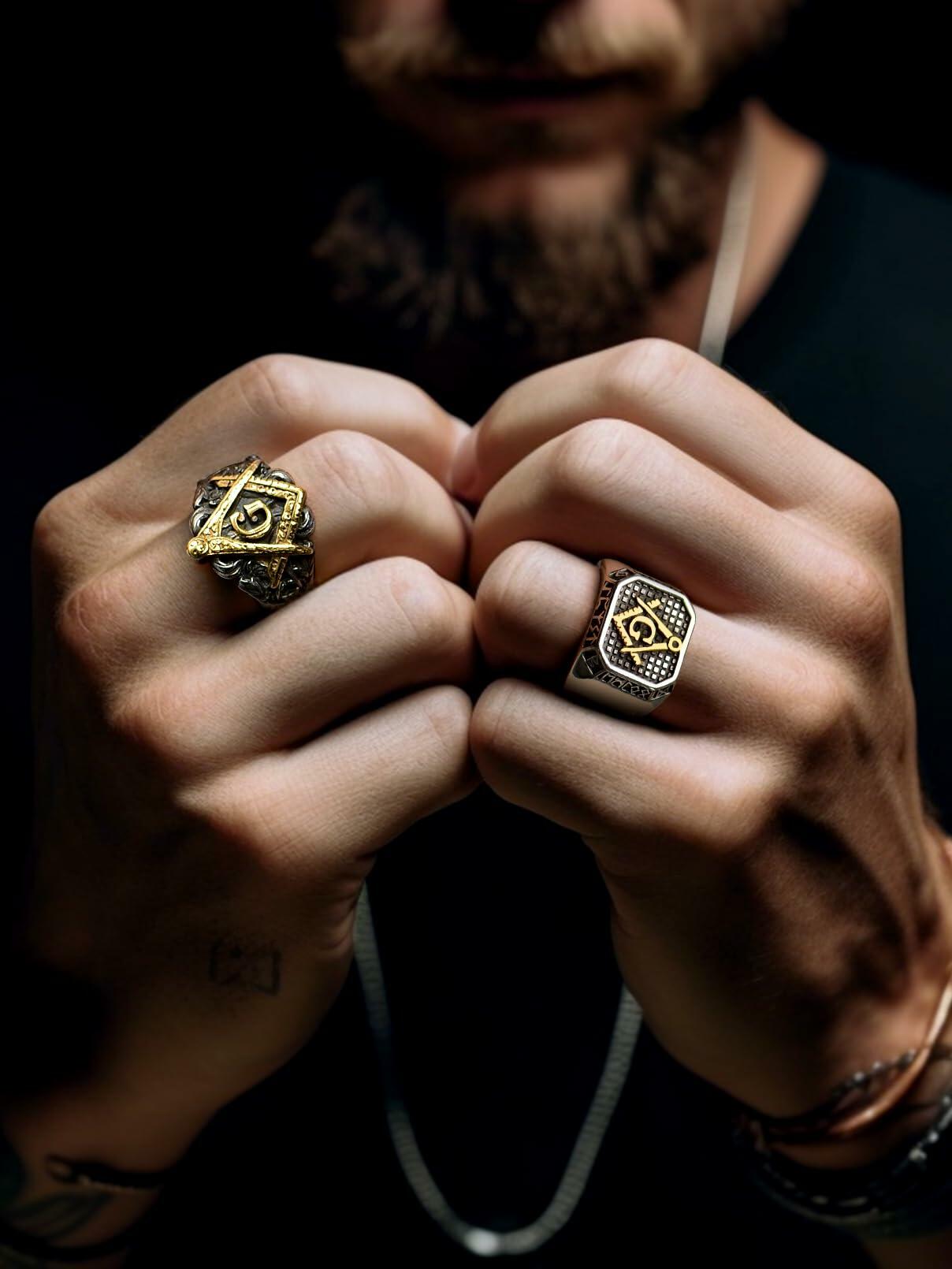 FaithHeart Men's Biker Ring Norse Runes Jewelry Gift for Boyfriend Size 11