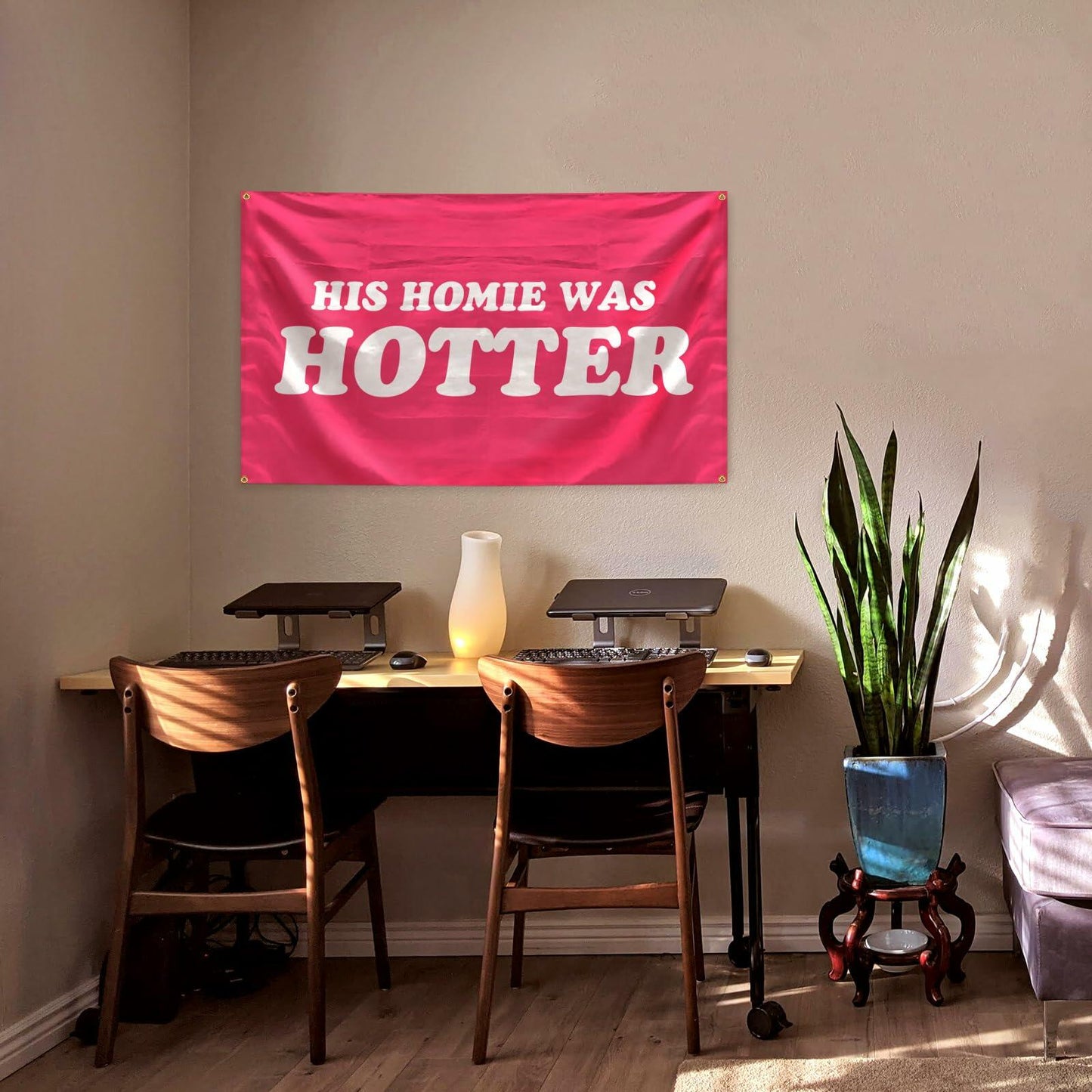 BanBE Fun His Homie Was Hotter Tapestry 3x5 ft Red Polyester Indoor Outdoor