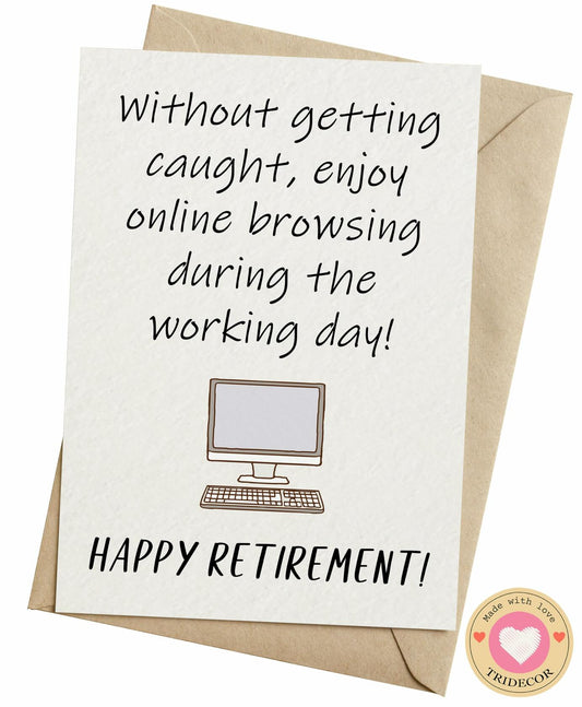 TRIDECOR Funny Retirement Card 5x7 inch Folded Vintage Letter Print w/Envelope