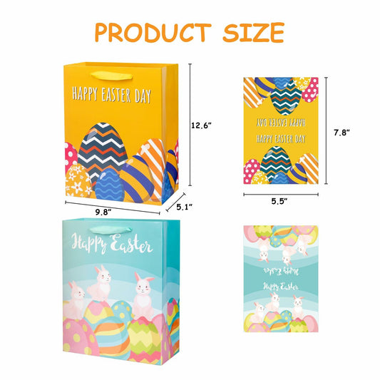 Ranfashiong 2Pcs 12.6" Easter Gift Bags Yellow Green Rabbit Eggs