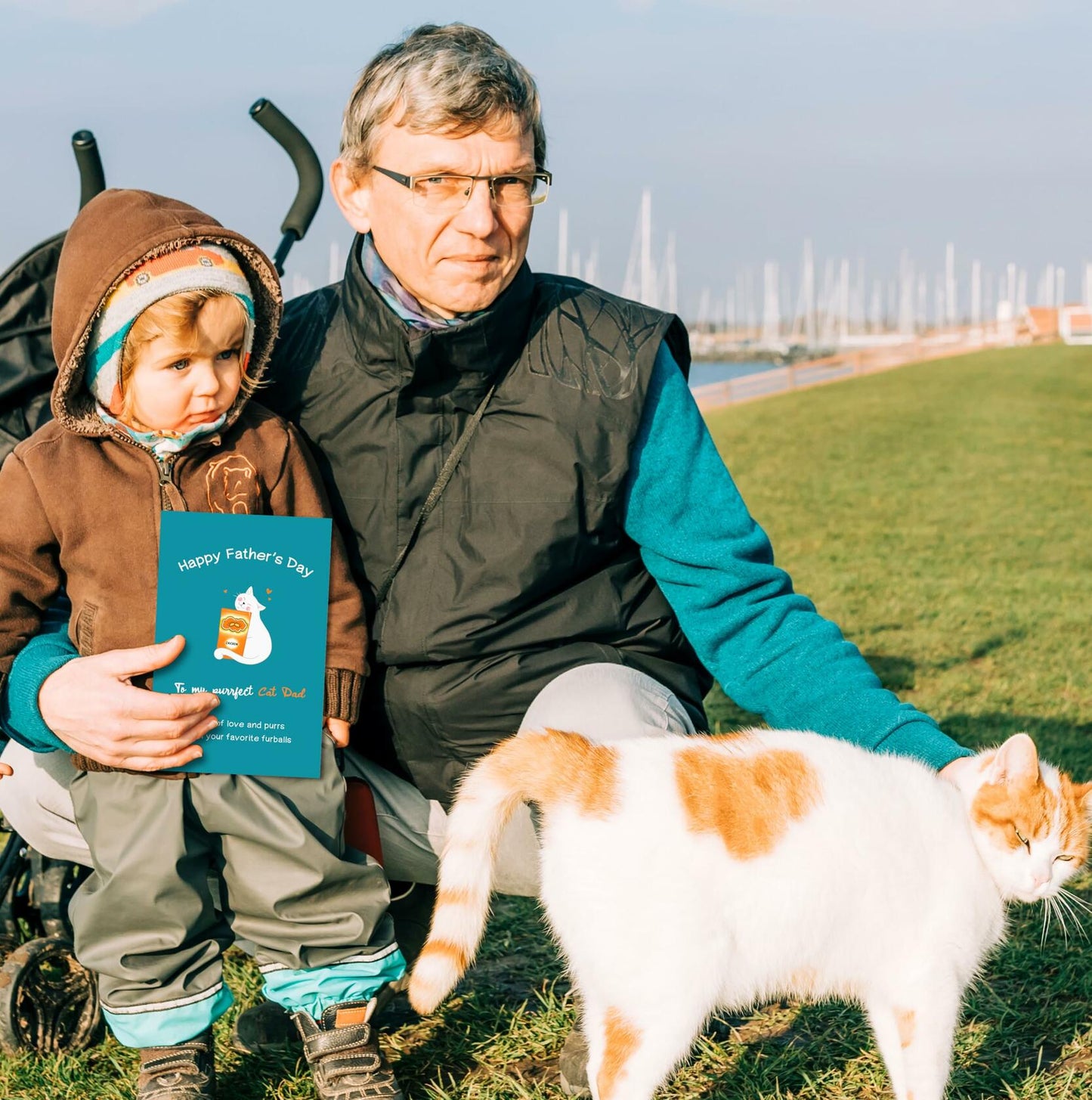 IDU Funny Fathers Day Cat Dad Card Heartfelt Gift Color ZN157