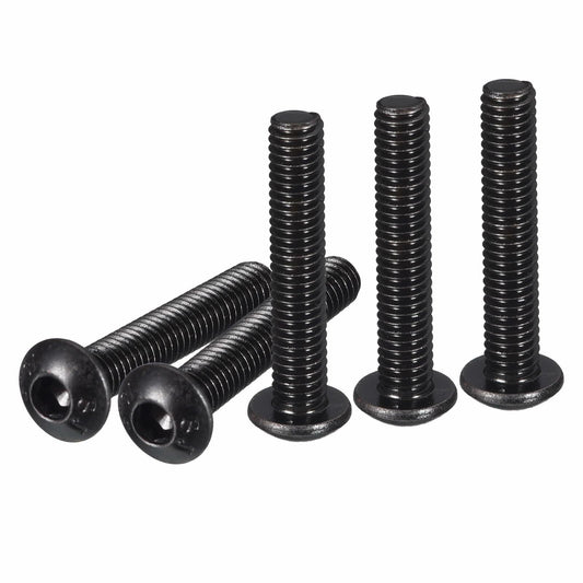 DTGN M4-0.7x25mm Button Head Socket Cap Screws 50pcs Black Carbon Steel Hex
