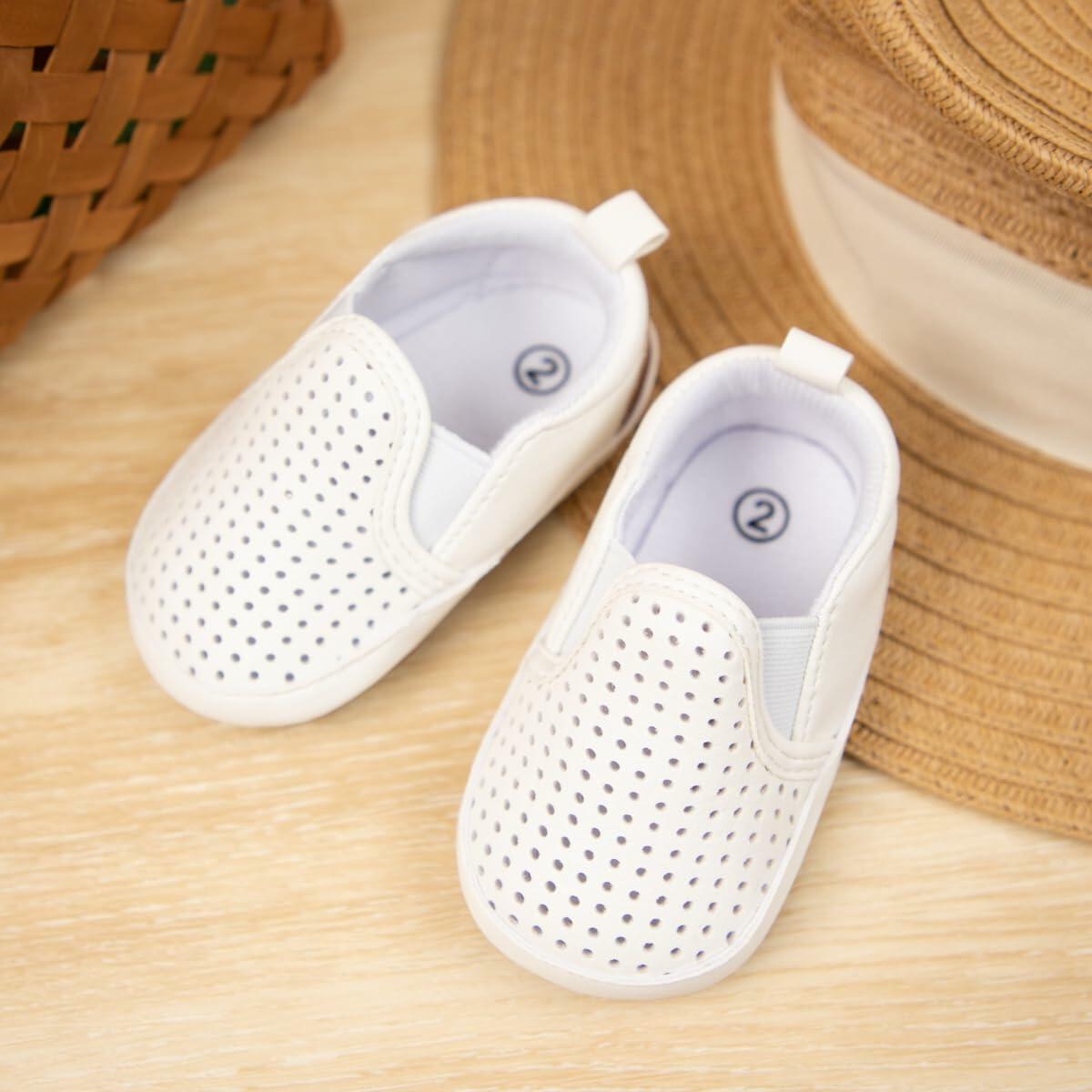 Meckior Infant Baby Shoes White Soft Sole Slip On Toddler Size Newborn