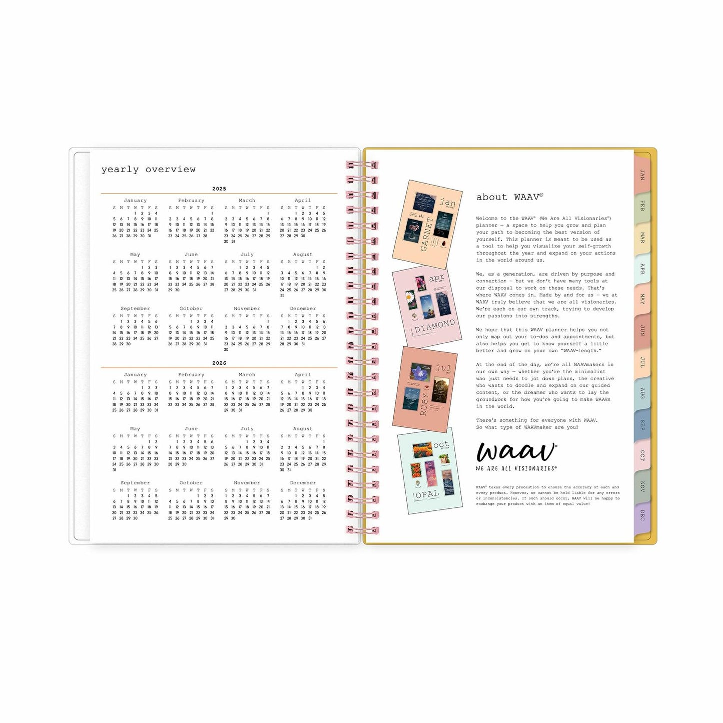 WAAV Blue Sky 2025 Weekly Monthly Planner Calendar Kimberland 5.875x8.625