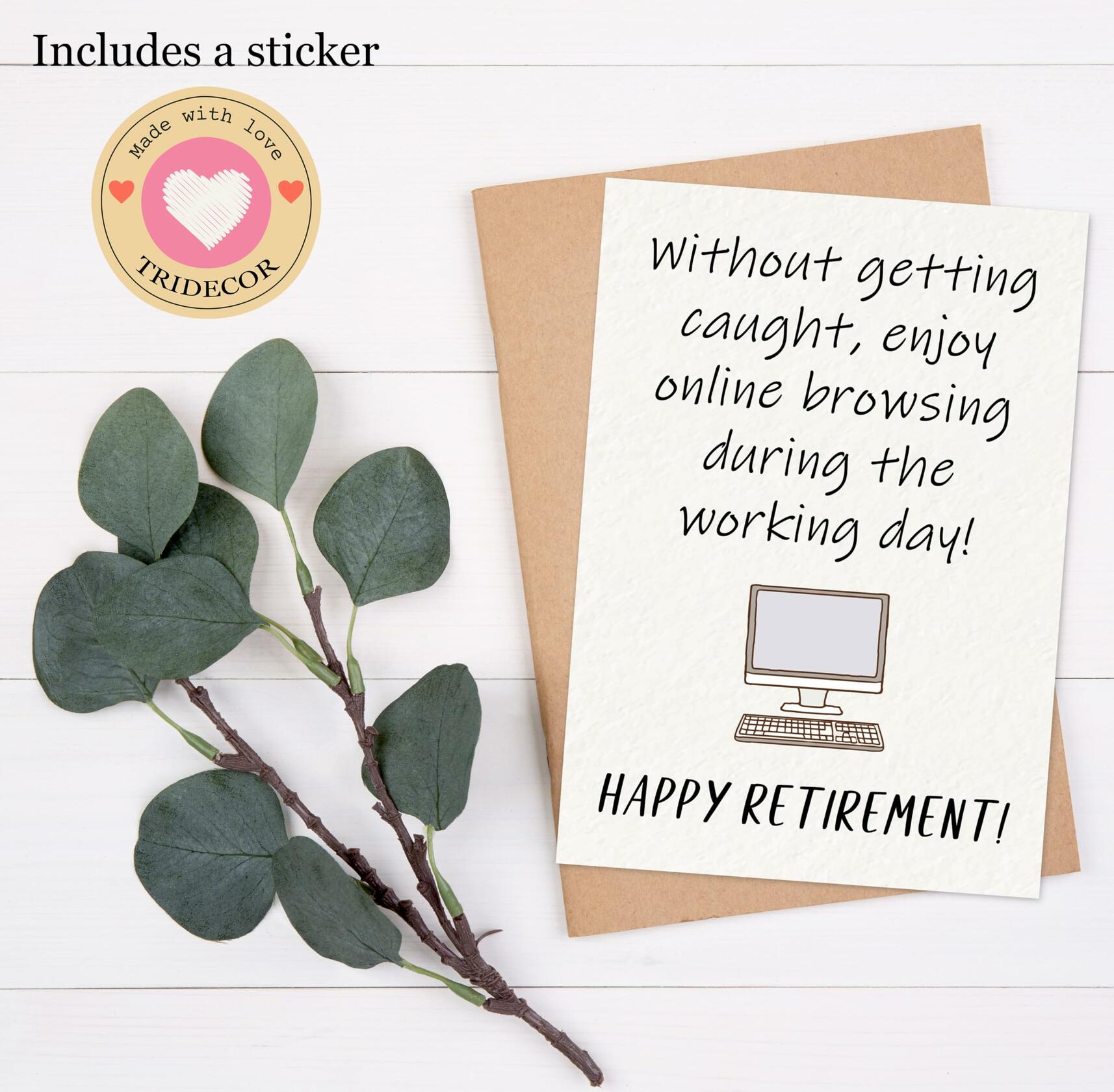TRIDECOR Funny Retirement Card 5x7 inch Folded Vintage Letter Print w/Envelope