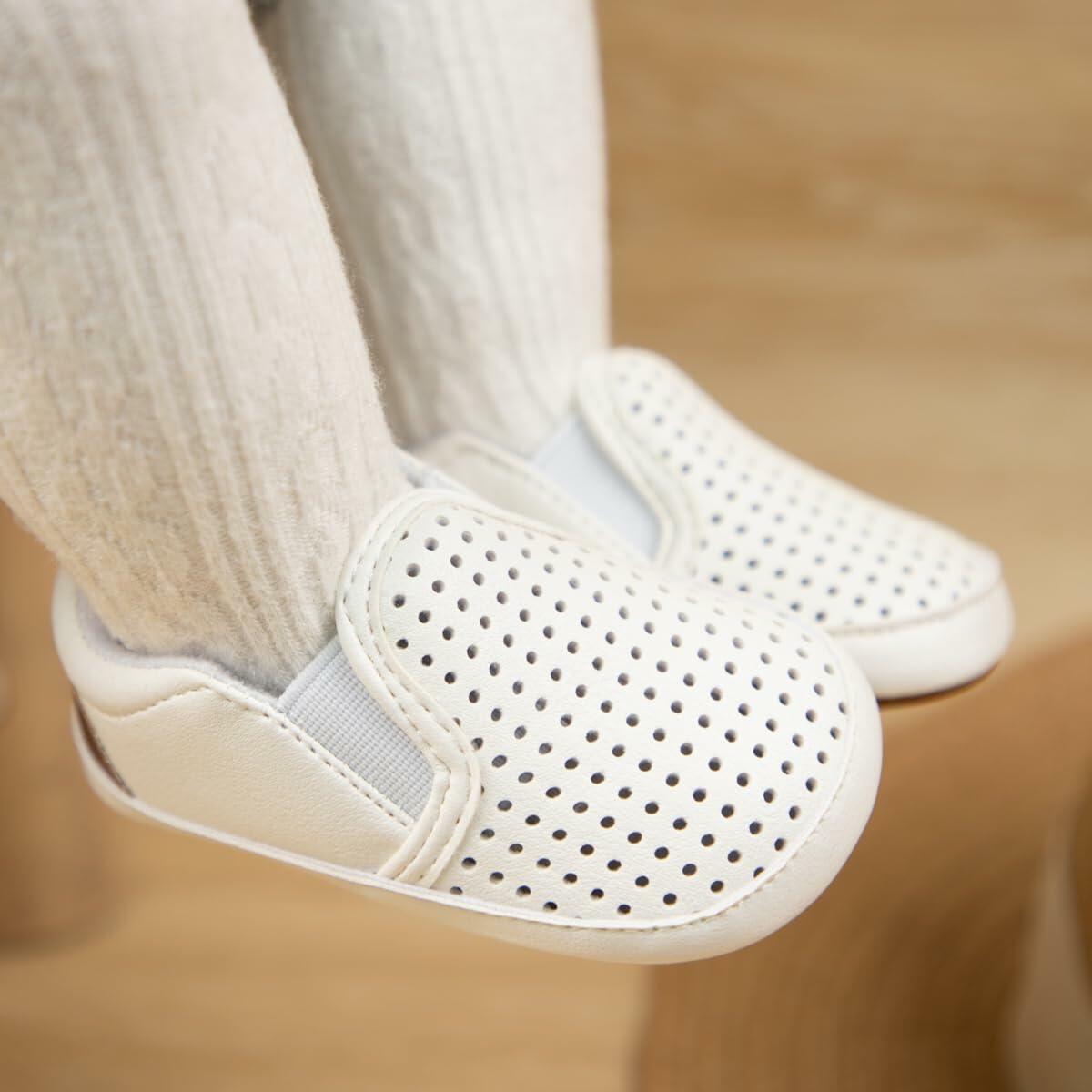 Meckior Infant Baby Shoes White Soft Sole Slip On Toddler Size Newborn