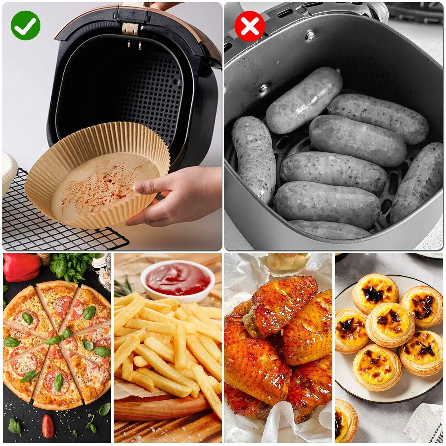 FGTIYOUP 125 Pcs 7.9 Inch Round Air Fryer Liners Silicone Paper Thickened