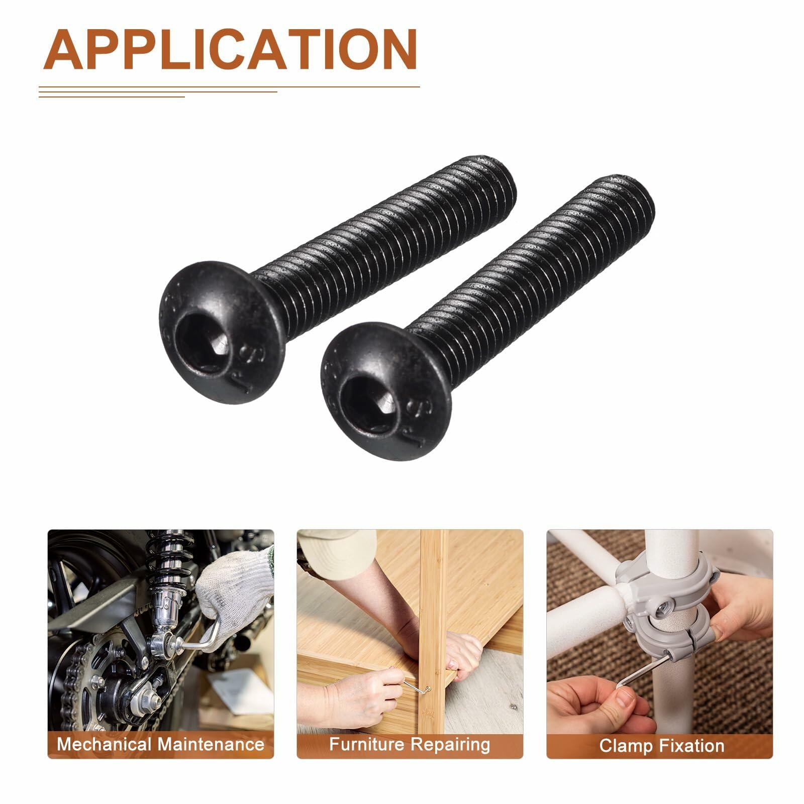 DTGN M4-0.7x25mm Button Head Socket Cap Screws 50pcs Black Carbon Steel Hex