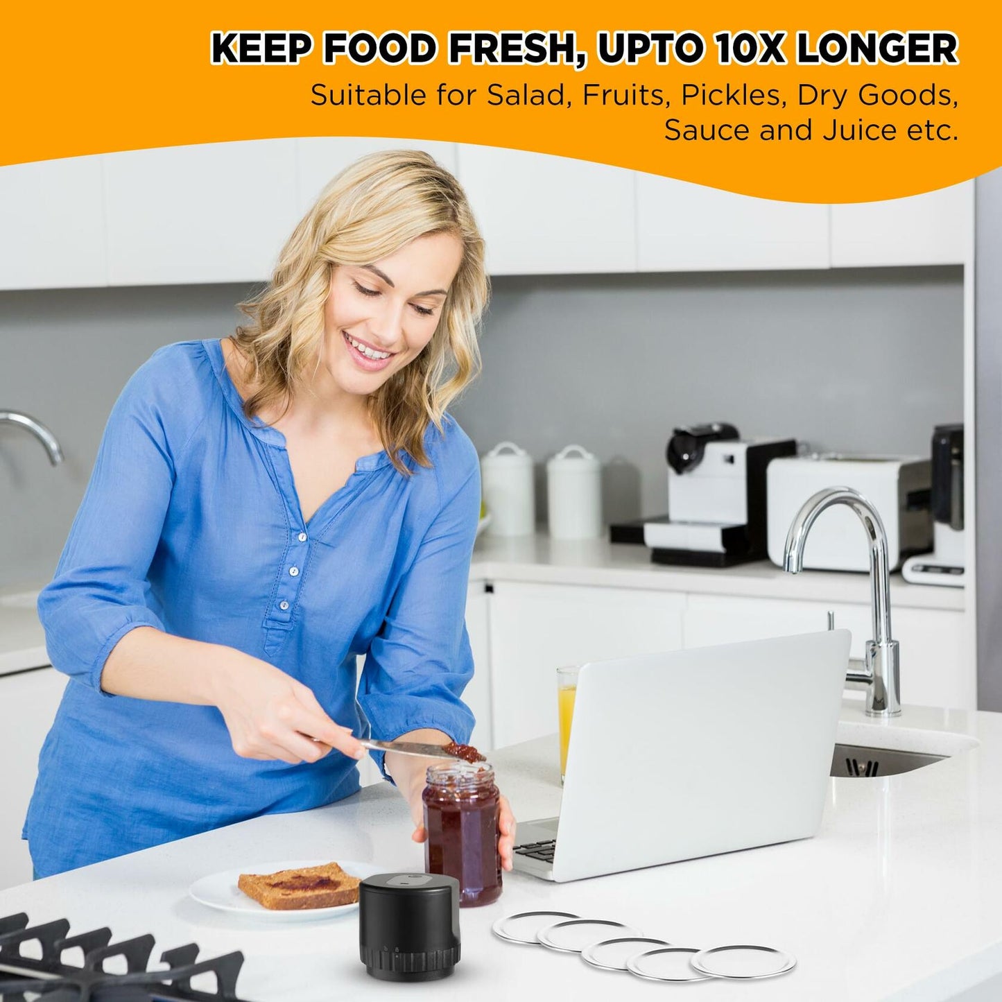 Generic Mason Jar Electric Vacuum Sealer Kit with 10 Lids Charger Lid Opener