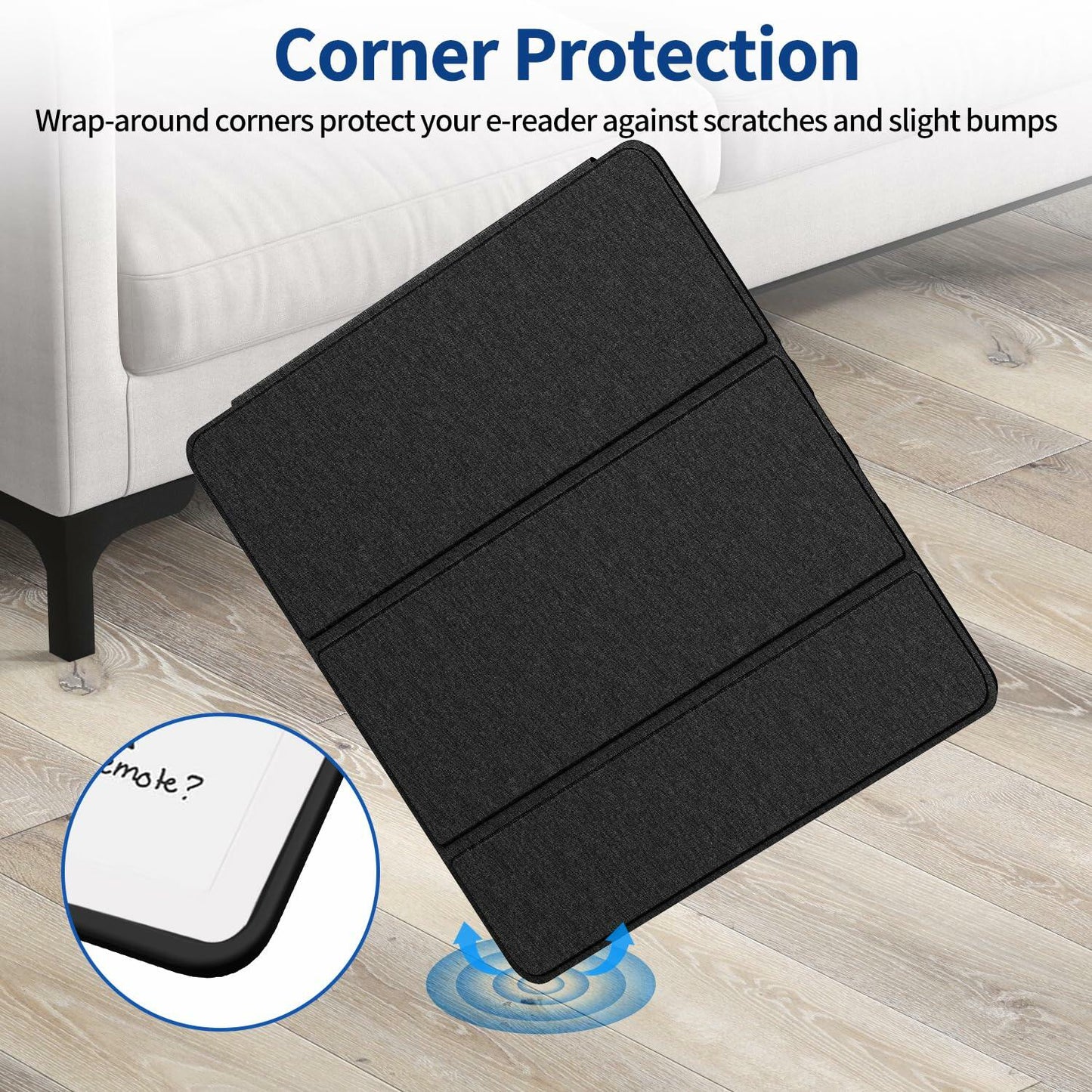 Sanyetral PU Leather Stand Cover Two Angles Pen Holder Auto Sleep/Wake Black