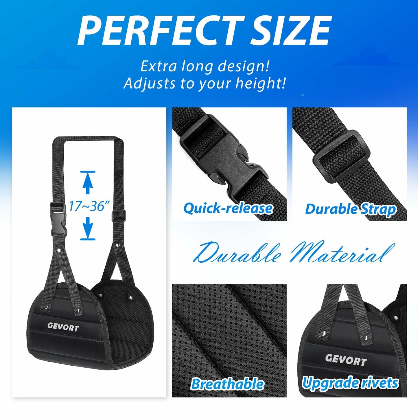 GEVORT Airplane Foot Hammock Travel Footrest Adjustable Portable Black