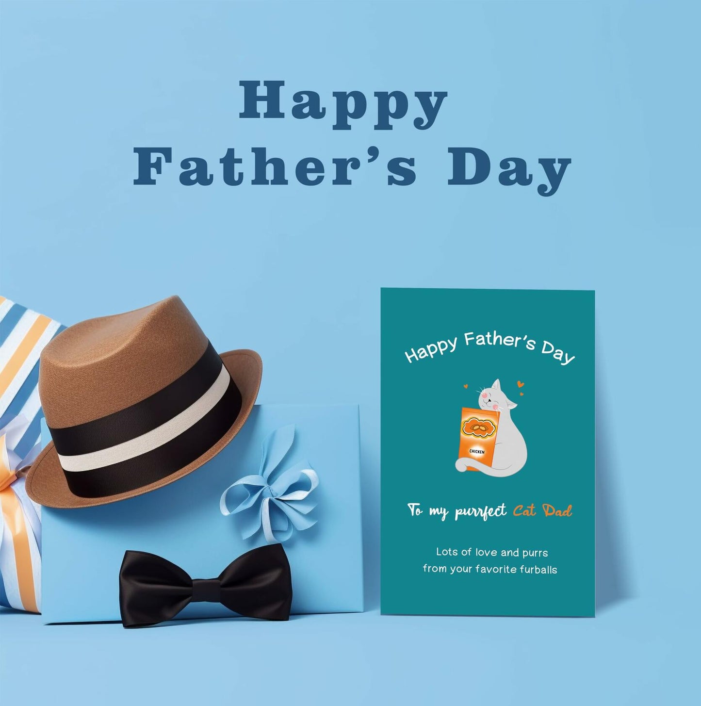 IDU Funny Fathers Day Cat Dad Card Heartfelt Gift Color ZN157
