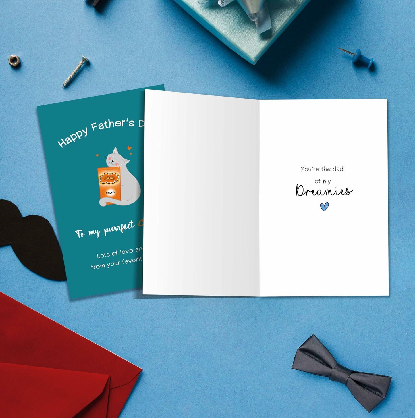 IDU Funny Fathers Day Cat Dad Card Heartfelt Gift Color ZN157