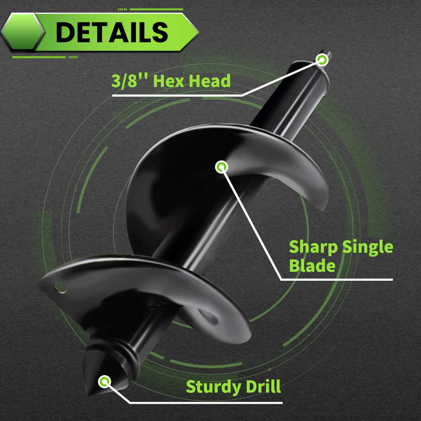 [Like New] SYITCUN 4"x12" Heavy-Duty Garden Auger Drill Bit Black 3/8" Hex Drive