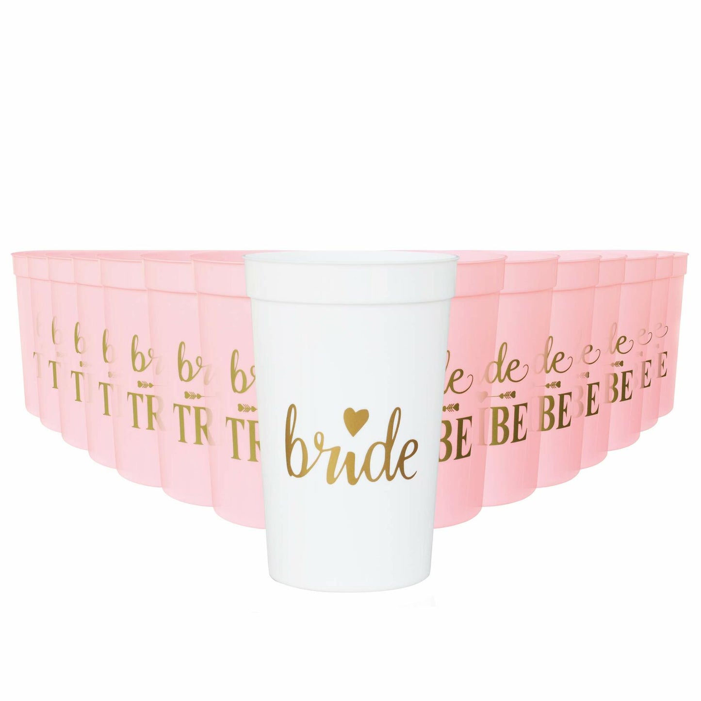 LADY&HOME 15 Pack 16oz Plastic Party Cups White Reusable Durable