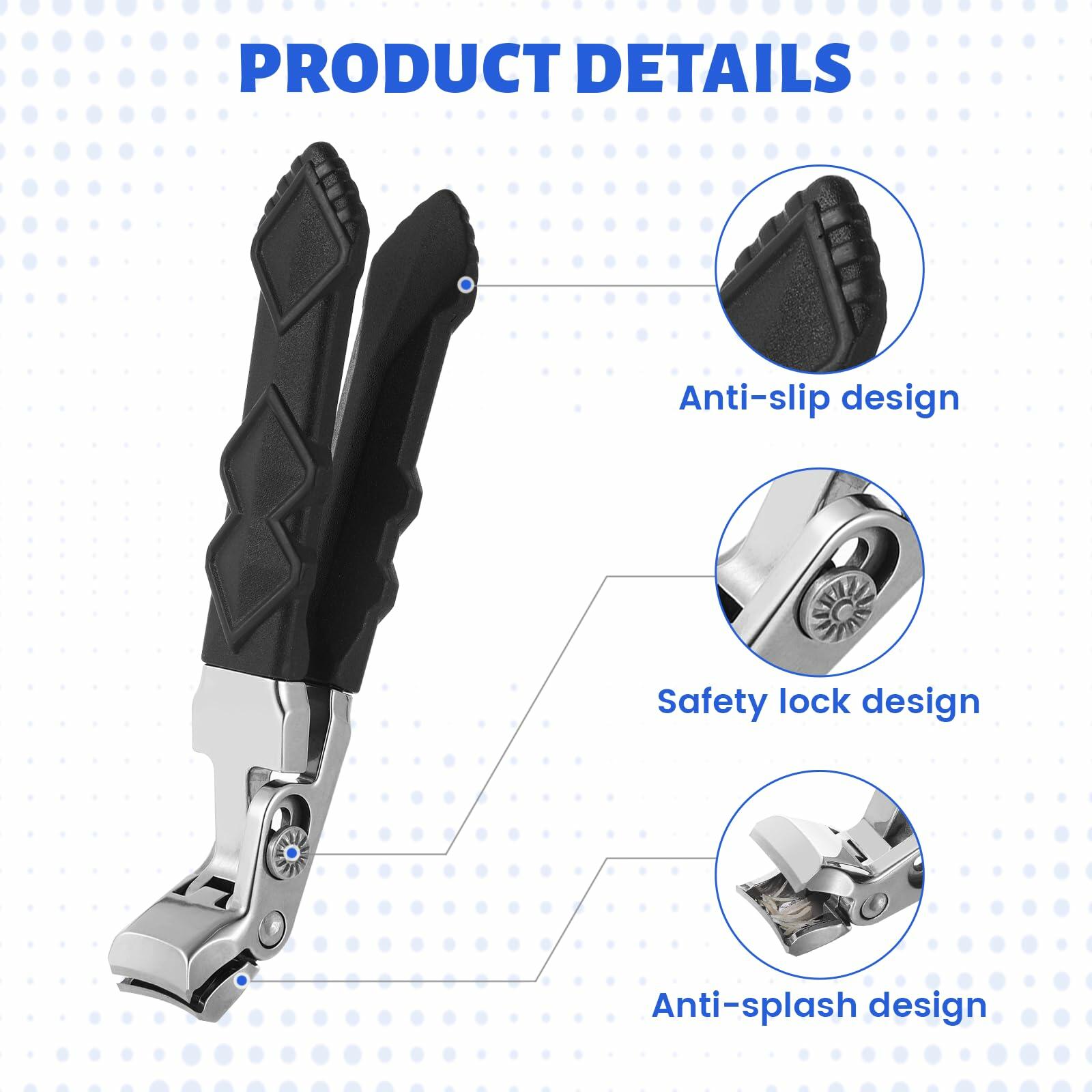 Clipmaster Pro Nail Clipper for Seniors Wide Jaw Thick Toenails with Catcher