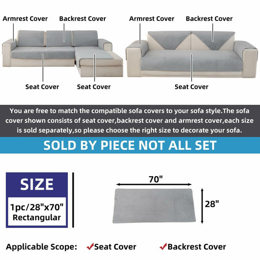 MELLYKORAN Sherpa Fleece Sectional Sofa Cover Non Slip Gray 28x70