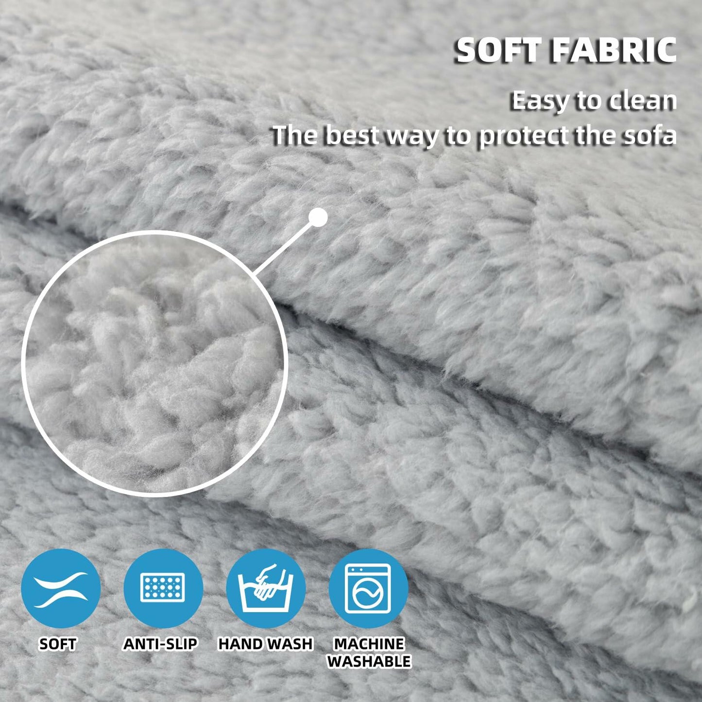 MELLYKORAN Sherpa Fleece Sectional Sofa Cover Non Slip Gray 28x70