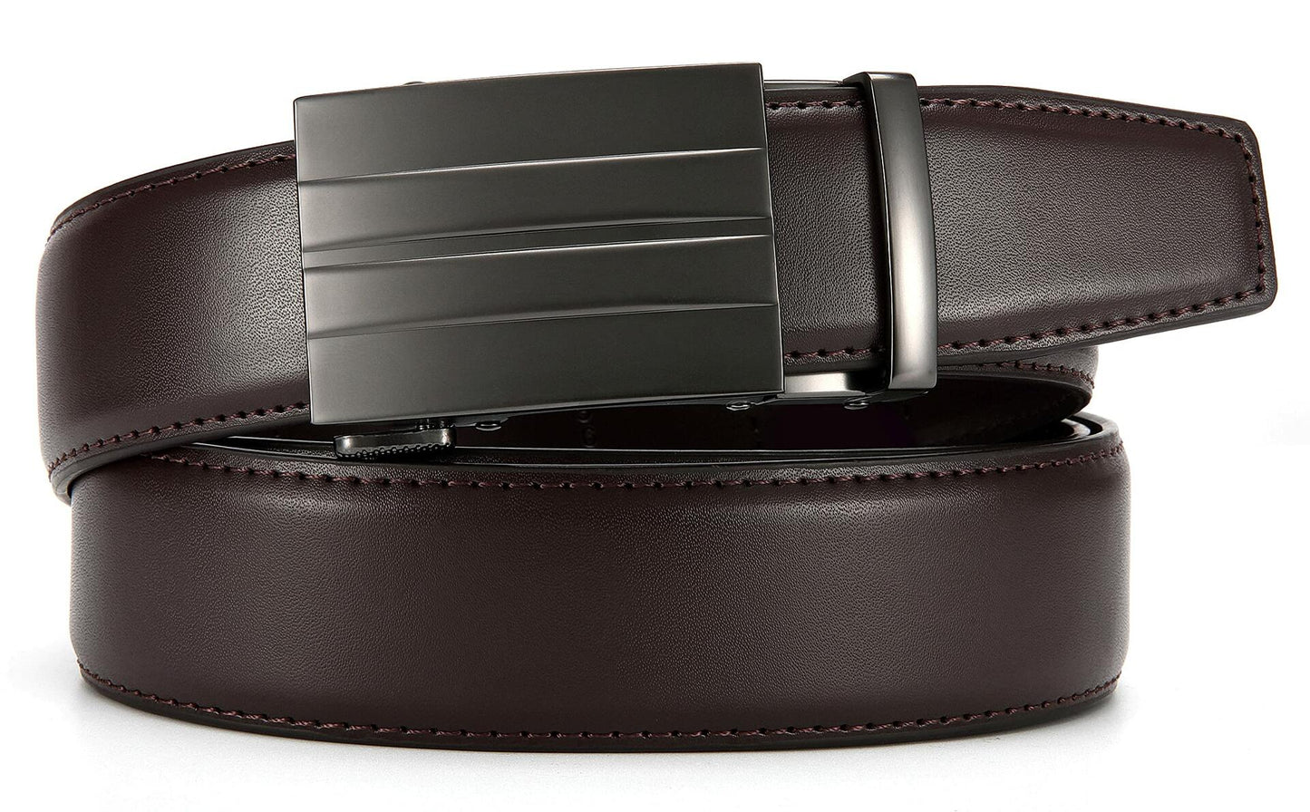 [Like New] CHAOREN Leather Ratchet Belt Strap 1 3/8" Endeavor Dark Brown Size 32-38