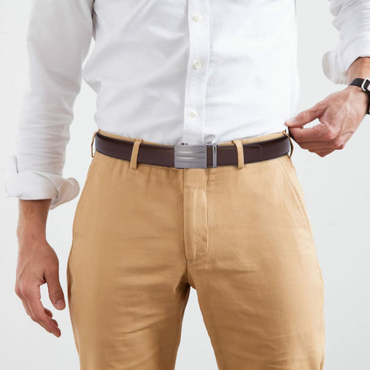 [Like New] CHAOREN Leather Ratchet Belt Strap 1 3/8" Endeavor Dark Brown Size 32-38