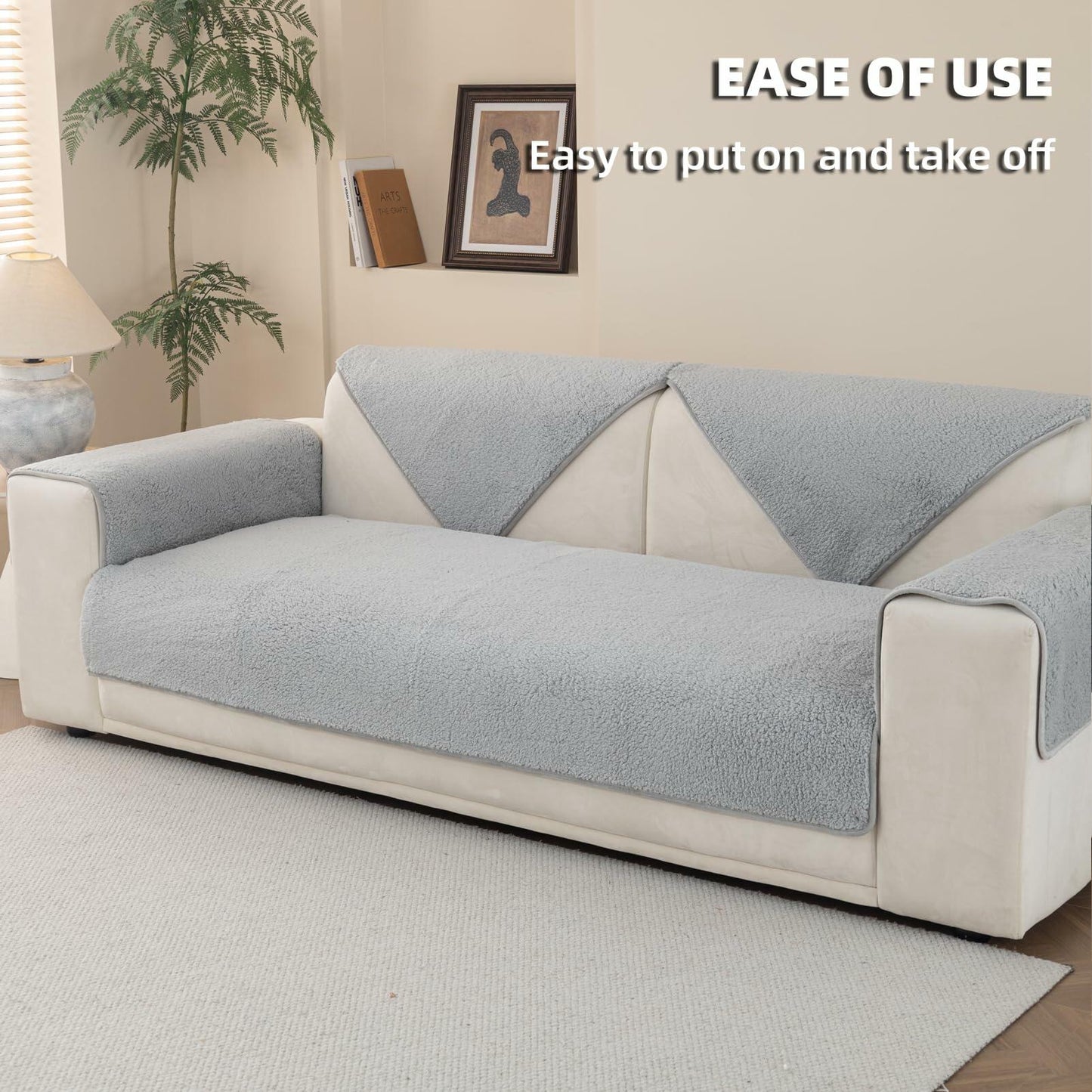 MELLYKORAN Sherpa Fleece Sectional Sofa Cover Non Slip Gray 28x70