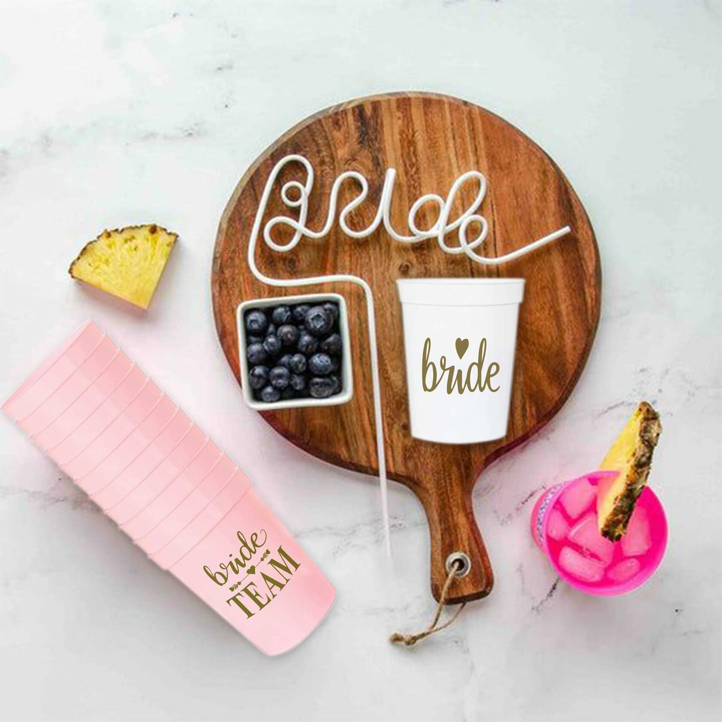 LADY&HOME 15 Pack 16oz Plastic Party Cups White Reusable Durable